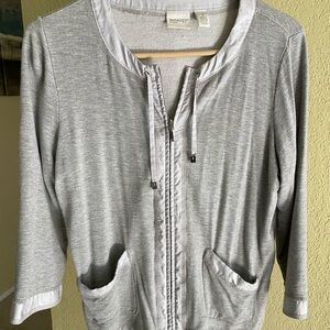 Zenergy by Chicos Light Gray Zip-Front Jacket